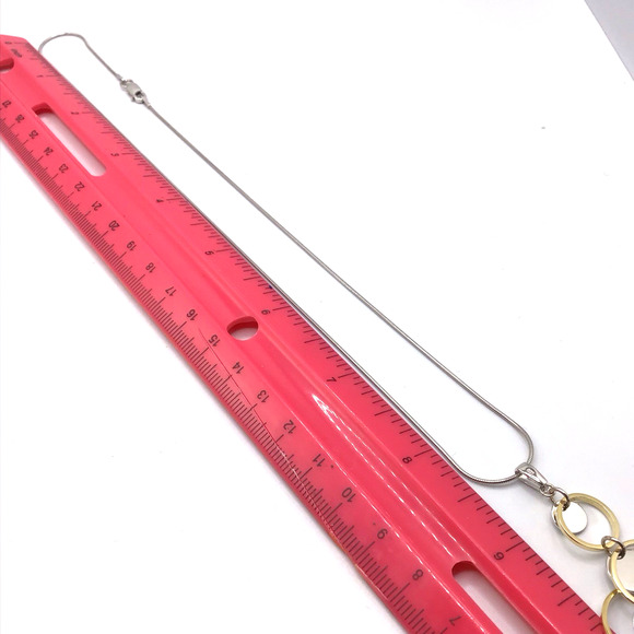 925 Sterling Silver Necklace & Earrings Set Two Tone Circle Pendant Dangle Set - Picture 10 of 13